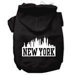 New York Skyline Screen Print Pet Hoodies (Color/Size: Black Size XL)