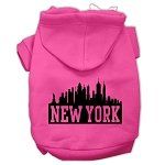 New York Skyline Screen Print Pet Hoodies (Color/Size: Bright Pink Size XS)