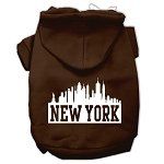 New York Skyline Screen Print Pet Hoodies (Color/Size: Brown Size XL)
