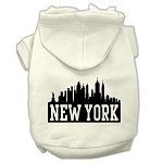 New York Skyline Screen Print Pet Hoodies (Color/Size: Cream Size XS)