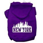 New York Skyline Screen Print Pet Hoodies (Color/Size: Purple Size XXL)