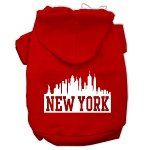 New York Skyline Screen Print Pet Hoodies (Color/Size: Red Size XXXL)