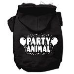 Party Animal Screen Print Pet Hoodies (Color/Size: Black Size Sm)