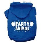 Party Animal Screen Print Pet Hoodies (Color/Size: Blue Size XS)