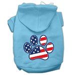 Patriotic Paw Screen Print Pet Hoodies (Color/Size: Baby Blue XS)