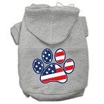 Patriotic Paw Screen Print Pet Hoodies (Color/Size: Grey XS)