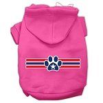Patriotic Star Paw Screen Print Pet Hoodies (Color/Size: Bright Pink Size XXXL)