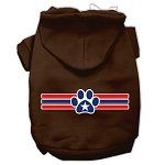 Patriotic Star Paw Screen Print Pet Hoodies (Color/Size: Brown Size Sm)