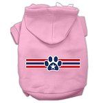 Patriotic Star Paw Screen Print Pet Hoodies (Color/Size: Light Pink Size XS)
