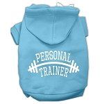Personal Trainer Screen Print Pet Hoodies (Color/Size: Baby Blue Size Sm)