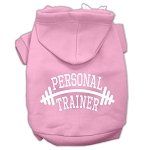 Personal Trainer Screen Print Pet Hoodies (Color/Size: Light Pink Size XS)