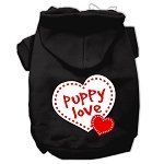 Puppy Love Screen Print Pet Hoodies (Color/Size: Black Size Sm)