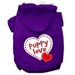 Puppy Love Screen Print Pet Hoodies (Color/Size: Purple Size XL)