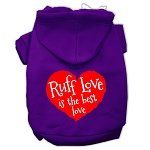 Ruff Love Screen Print Pet Hoodies (Color/Size: Purple Size XS)