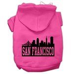 San Francisco Skyline Screen Print Pet Hoodies (Color/Size: Bright Pink Size XL)