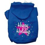 Scribble Happy Holidays Screenprint Pet Hoodies (Color/Size: Blue Size XXXL)