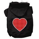 Red Swiss Dot Heart Screen Print Pet Hoodies (Color/Size: Black Size XXXL)