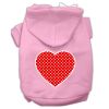Red Swiss Dot Heart Screen Print Pet Hoodies