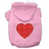 Red Swiss Dot Heart Screen Print Pet Hoodies