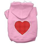 Red Swiss Dot Heart Screen Print Pet Hoodies (Color/Size: Light Pink Size XXXL)