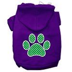 Green Swiss Dot Paw Screen Print Pet Hoodies (Color/Size: Purple Size XXL)