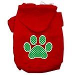 Green Swiss Dot Paw Screen Print Pet Hoodies (Color/Size: Red Size XS)