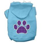 Purple Swiss Dot Paw Screen Print Pet Hoodies (Color/Size: Baby Blue Size XXXL)