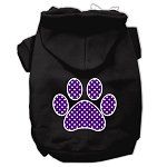 Purple Swiss Dot Paw Screen Print Pet Hoodies (Color/Size: Black Size XXL)
