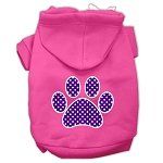 Purple Swiss Dot Paw Screen Print Pet Hoodies (Color/Size: Bright Pink Size XS)