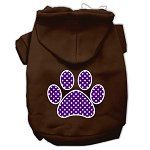 Purple Swiss Dot Paw Screen Print Pet Hoodies (Color/Size: Brown Size XXXL)