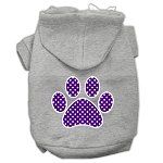 Purple Swiss Dot Paw Screen Print Pet Hoodies (Color/Size: Grey Size XXXL)