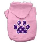 Purple Swiss Dot Paw Screen Print Pet Hoodies (Color/Size: Light Pink Size XXXL)