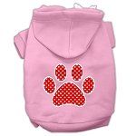 Red Swiss Dot Paw Screen Print Pet Hoodies (Color/Size: Light Pink Size XXXL)