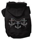 Rhinestone Anchors Hoodies (Color/Size: Black XXXL)