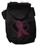 Pink Ribbon Rhinestone Hoodies (Color/Size: Black XXXL)