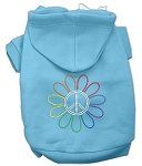 Rhinestone Rainbow Flower Peace Sign Hoodie (Color/Size: Baby Blue XS)