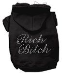 Rich Bitch Rhinestone Hoodies (Color/Size: Black XS)
