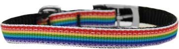 Rainbow Striped Nylon Dog Collar with classic buckles 3/8"