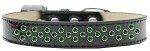 Sprinkles Ice Cream Dog Collar Emerald Green Crystals (Color/Size: Size 20 Black)