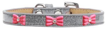 Pink Glitter Bow Widget Dog Collar