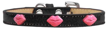 Pink Glitter Lips Widget Dog Collar