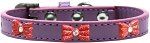 Red Glitter Bow Widget Dog Collar (Color/Size: Lavender Size 20)