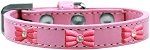 Pink Glitter Bow Widget Dog Collar (Color/Size: Light Pink Size 20)