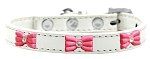 Pink Glitter Bow Widget Dog Collar (Color/Size: White Size 20)
