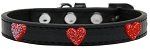 Red Glitter Heart Widget Dog Collar (Color/Size: Black Size 20)