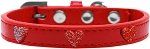 Red Glitter Heart Widget Dog Collar (Color/Size: Red Size 20)