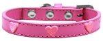 Pink Glitter Heart Widget Dog Collar (Color/Size: Bright Pink Size 20)