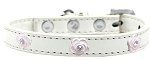 Light Pink Rose Widget Dog Collar (Color/Size: White Size 20)