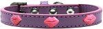 Pink Glitter Lips Widget Dog Collar (Color/Size: Lavender Size 20)