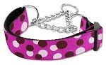 Confetti Dots Nylon Collar Martingale (Color/Size: Fuchsia Medium)
